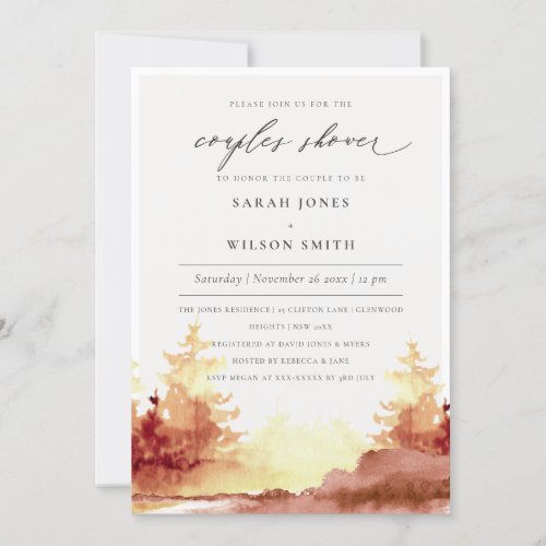 Rust Orange Yellow Fall Tree Couples Shower Invite