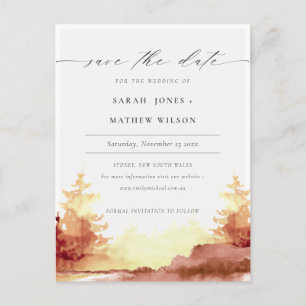 Rust Orange Yellow Fall Trees Save the Date Card