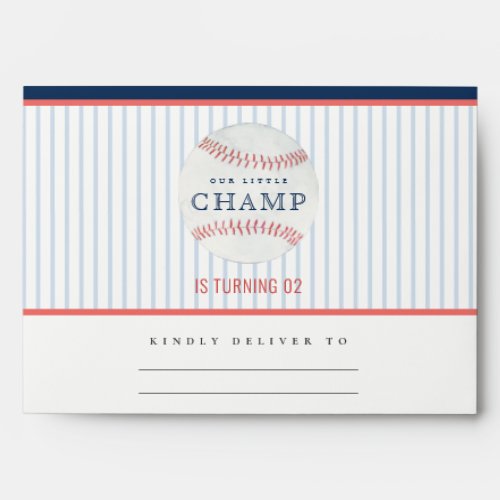 Rust Our Little Champ Baseball Any Age Birthday Envelope