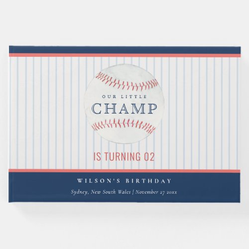 Rust Our Little Champ Baseball Any Age Birthday Guest Book