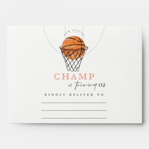  Rust Our Little Champ Basketball Any Age Birthday Envelope