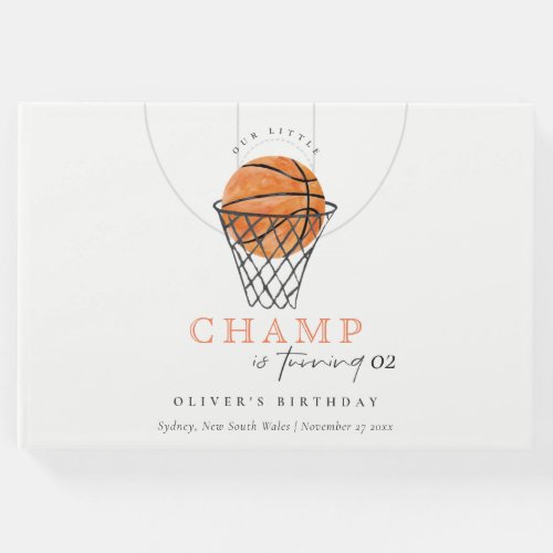 Rust Our Little Champ Basketball Any Age Birthday Guest Book