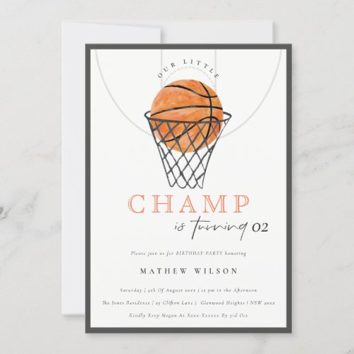 Rust Our Little Champ Basketball Any Age Birthday
