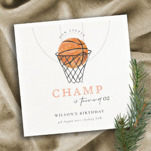 Rust Our Little Champ Basketball Any Age Birthday Napkins