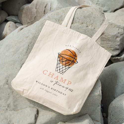 Rust Our Little Champ Basketball Any Age Birthday Tote Bag