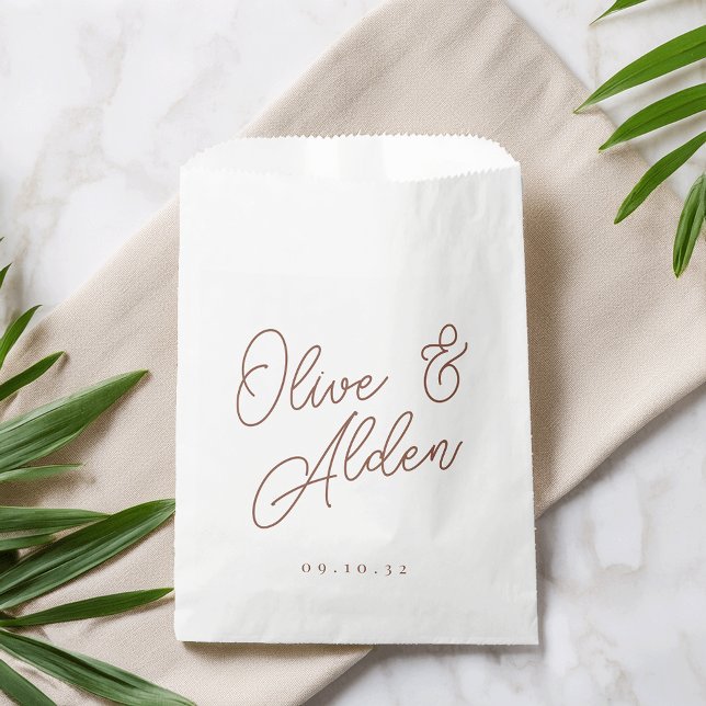 Rust | Oversized Script Names Wedding Favor Bag (Creator Uploaded)