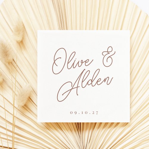 Rust  Oversized Script Names Wedding Napkins