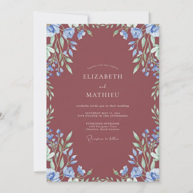 Rust Painted Vine Wedding Invitation (Front)