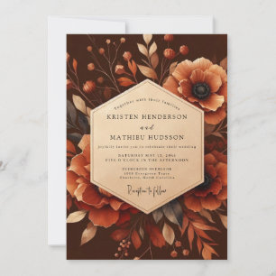 Rust Painterly Autumn Wedding Invitation