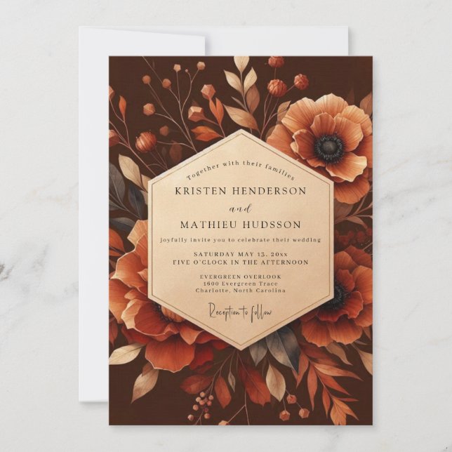 Rust Painterly Autumn Wedding Invitation (Front)