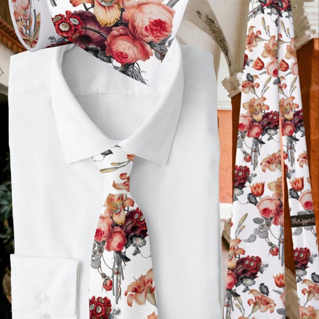 Rust Peach Vintage Floral  Neck Tie (Creator Uploaded)