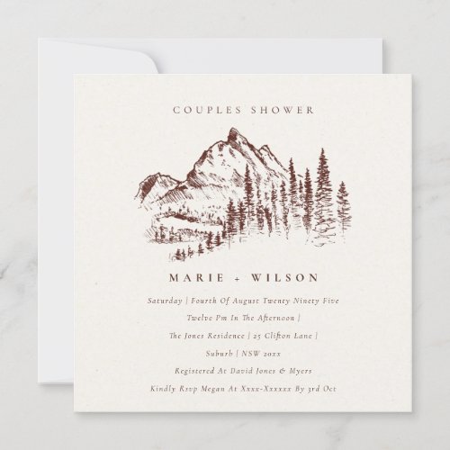 Rust Pine Mountain Sketch Couples Shower Invite