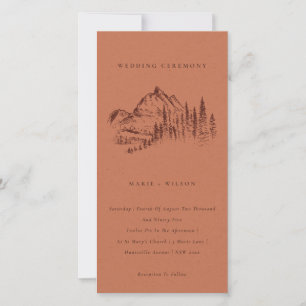 Rust Pine Woods Mountain Sketch Wedding Invite