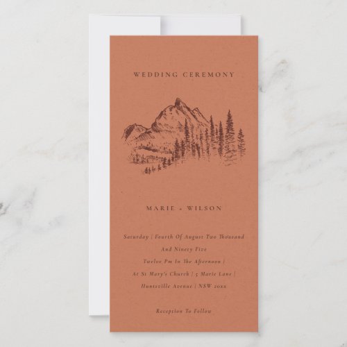 Rust Pine Woods Mountain Sketch Wedding Invite