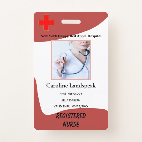 Rust Pink Employee Photo Logo for Hospital Nurse Badge