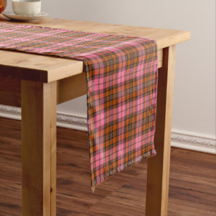 Rust Pink Plaid Tartan Retro Color Table Runner