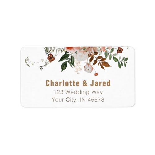 Rust Pink Watercolor Floral Return Address Label