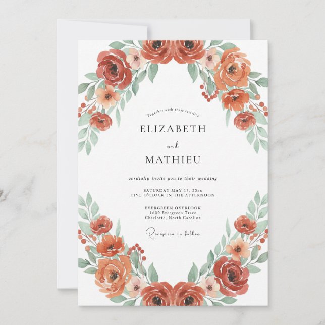 Rust Radiant Autumnal Wedding Invitation (Front)