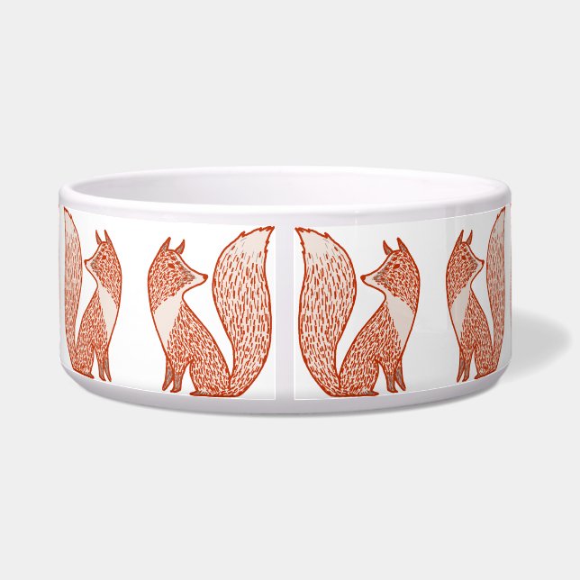 Rust Red and Ivory Foxes Bowl (Back)