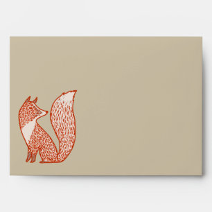 Rust Red and Ivory Foxes Envelope