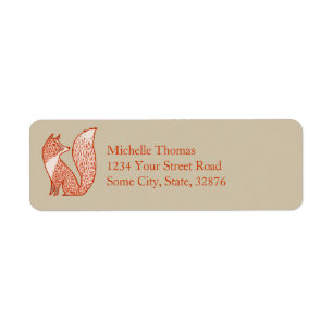 Rust Red and Ivory Foxes Label