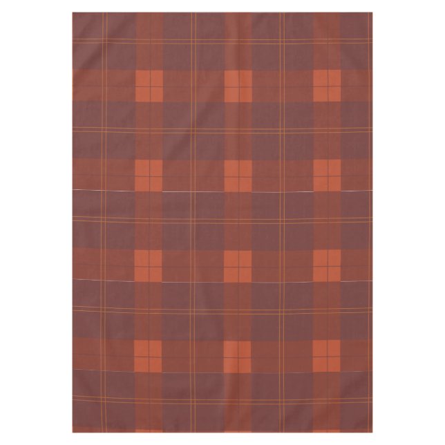 Rust Red and Orange Plaid Pattern Tablecloth (Front)
