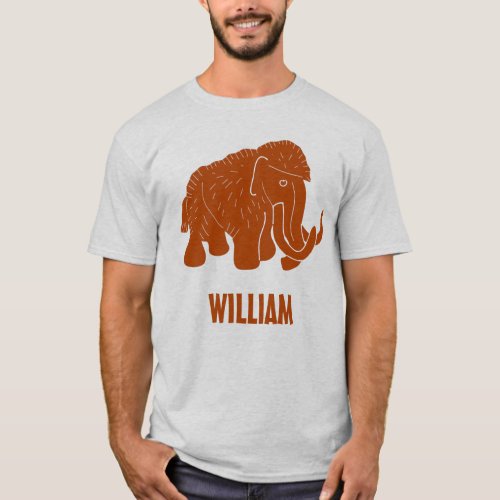 Rust Red Cartoon Woolly Mammoth Personalized T_Shirt