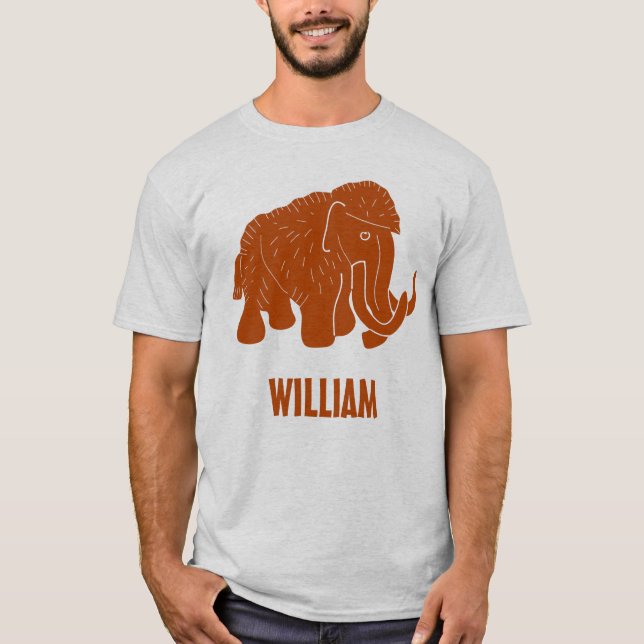 Rust Red Cartoon Woolly Mammoth Personalized T-Shirt (Front)
