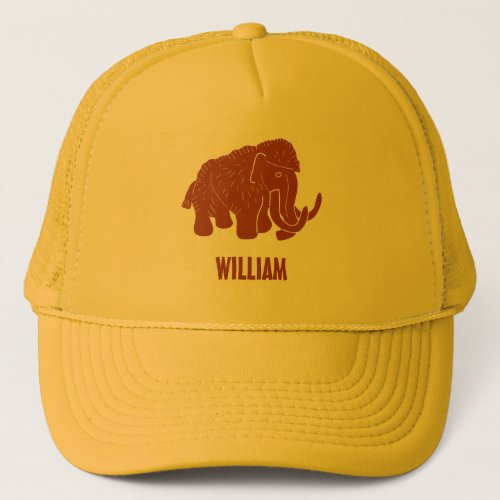 Rust Red Cartoon Woolly Mammoth Personalized Trucker Hat