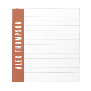 Rust Red Custom Name Lined Notepad