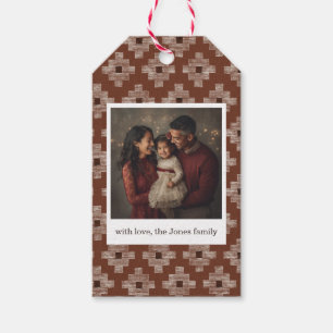 Rust Red Geometric Christmas Gift tag - 1 photo