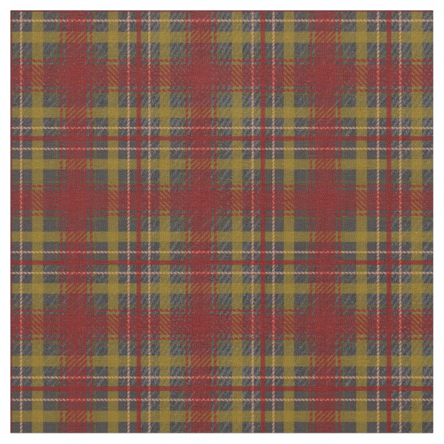 Rust Red, Gray and Gold Fall Plaid Fabric (Close Up)