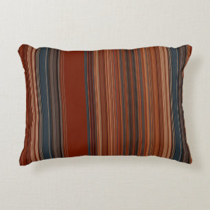 Rust Red Grey Stripes Accent Pillow