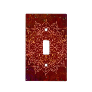 Rust Red Mandala Gold Glam Modern Chic Light Switch Cover