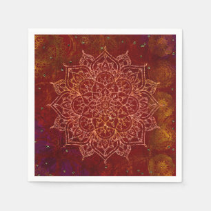 Rust Red Mandala Gold Glam Modern Chic Napkins