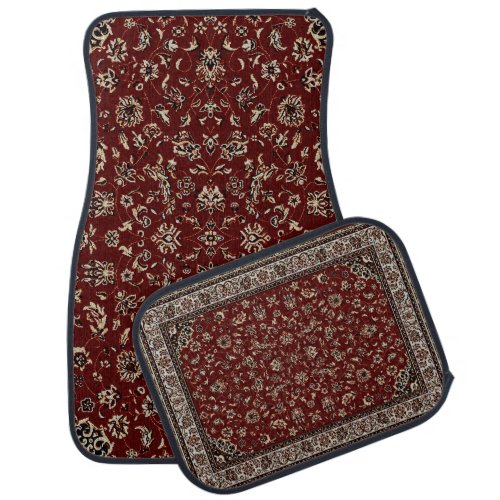 Rust Red Oriental Rug Look Car Mat Set