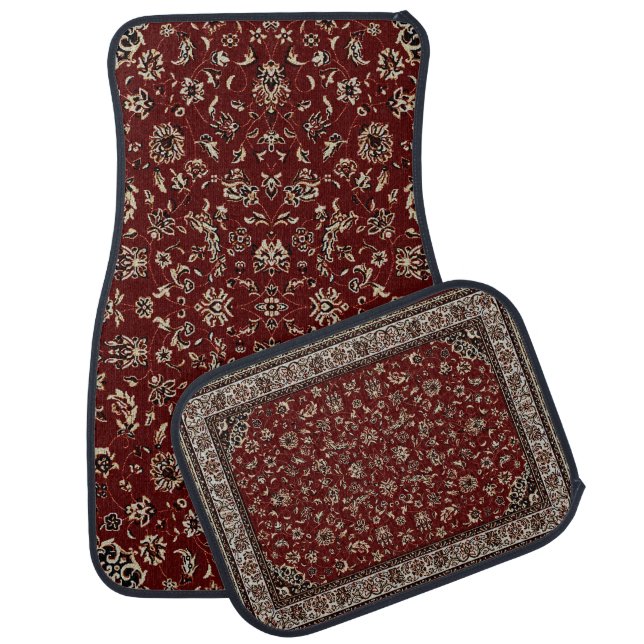 Rust Red Oriental Rug Look Car Mat Set (Set)