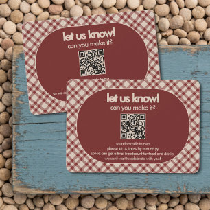 Rust Red Plaid QR Code Wedding RSVP Enclosure Card