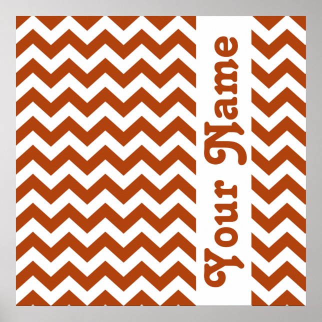Rust Red Poppy Safari Chevron with custom text Poster (Front)