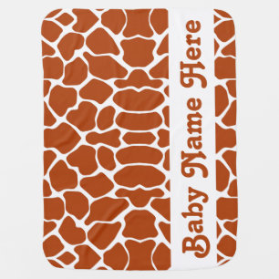 Rust Red Safari Giraffe with name Baby Blanket