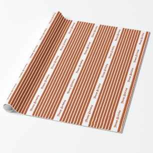 Rust Red Safari Stripe with custom text Wrapping Paper
