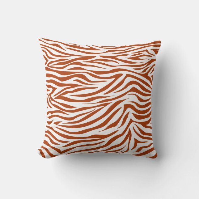 Rust Red Safari Zebra Throw Pillow (Front)