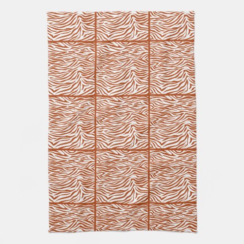 Rust Red Safari Zebra tiled design Towel