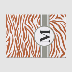 Rust Red Safari Zebra with monogram Tissue Paper