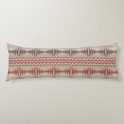 Rust Red Taupe Beige Dark Brown Tribal Art Body Pillow