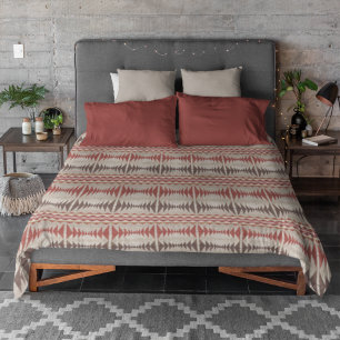 Rust Red Taupe Beige Dark Brown Tribal Art Duvet Cover