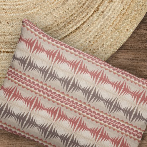 Rust Red Taupe Beige Dark Brown Tribal Art Pillow Case