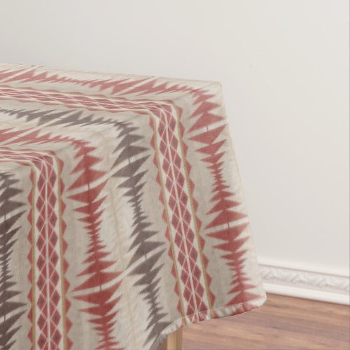 Rust Red Taupe Beige Dark Brown Tribal Art Tablecloth