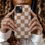 Rust Retro Check iPhone 15 Case<br><div class="desc">Trendy boho checkerboard print phone case in burnt orange and cream colors. Use the design tools to add your own monogram,  name or other text,  or change the background color to create a unique one of a kind device cover.</div>