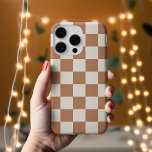 Rust Retro Check iPhone 15 Case<br><div class="desc">Trendy boho checkerboard print phone case in burnt orange and cream colors. Use the design tools to add your own monogram,  name or other text,  or change the background color to create a unique one of a kind device cover.</div>